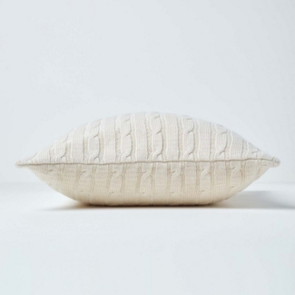Homescapes Kissenhülle Zopfmuster-Kissenbezug in Creme, 100% Baumwolle, 45 x 45 cm