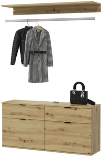 Garderobe Set Line-Up in Eiche 121 cm