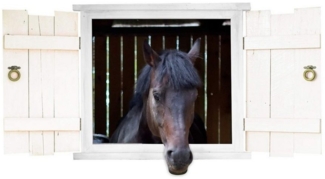 nikima Wandtattoo 126 Wandtattoo Pferdekopf im Fenster - 500 x 250 mm (PVC-Folie), in 6 vers. Größen