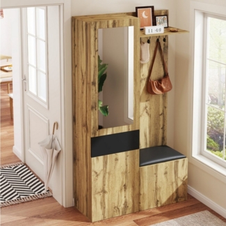 STILVORA Garderoben-Set Garderobenset mit Haken,Spiegel,Schuhschrank,Einbauschrank,Ablage, (Kleiderschrank-Set, 1-St, versteckter Stauraum), 5 Garderobenhaken, Spiegel, Schuhschrank