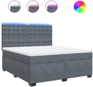 vidaXL Boxspringbett mit Matratze Dunkelgrau 180x200 cm Samt 3293291