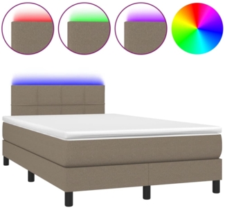 vidaXL Boxspringbett mit Matratze & LED Taupe 120x190 cm Stoff 3270043