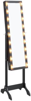 vidaXL Standspiegel mit LED Schwarz 34x37x146 cm 351767