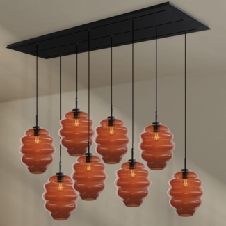 s.luce Echos Esstischleuchte 8-flammig 200cm 3-reihig Ø 25cm Braun, Schwarz