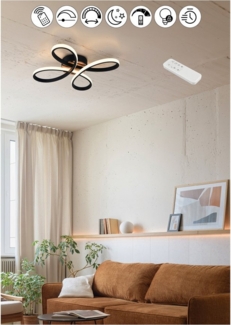 my home LED Deckenleuchte Unnestad, Deckenlampe mit Fernbedienung dimmbar Nachtlicht Memory, CCT - über Fernbedienung, LED fest integriert, warmweiß - kaltweiß, CCT stufenlos warm- bis kaltweiß, Holzelemente in Optik Akustikpaneel