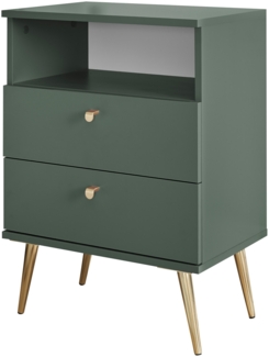 Nachtkommode >Laila< in Tannengrün, Melamin - 50x70x34cm (BxHxT)
