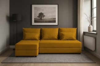 AX LIVING Sofa Klein mit Schlaffunktion Dolceo Gelb Ecksofa samt 206cm