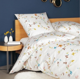 Janine Mako Satin Bettwäsche 2 teilig 135x200 cm Kopfkissenbezug 80x80 cm Moments 98075-03 gelbgold bleu naturell