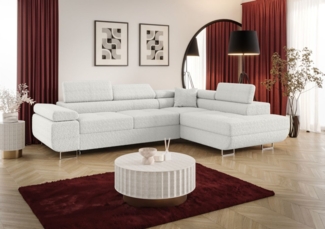 Ecksofa Schlafsofa Sofa MONARO Stoff Quelle Weiss Ottomane Rechts
