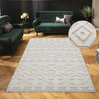 LeGer Home by Lena Gercke Teppich Askja, rechteckig, Höhe: 18 mm, mit Woll-Look, Hoch-Tief Effekt, Teppich im Boho Stil