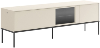 Selsey 'Bellezo' TV-Lowboard mit beleuchteter Glasvitrine 166 cm, Creme