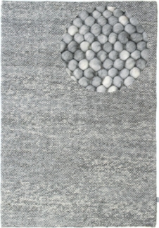 Morgenland Wollteppich - Filzkugel - Mosaik - rechteckig - 290x190 - Grau