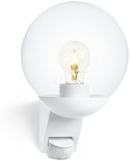 Steinel Außenwandleuchte L 585 S weiß, 180°-Bewegungsmelder, E27-Fassung, max. 60 W, Glas, IP44