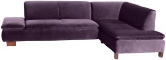 Ecksofa mit Ottomane rechts Kaye Bezug Samtvelours Buche nussbaum dunkel / purple 23081