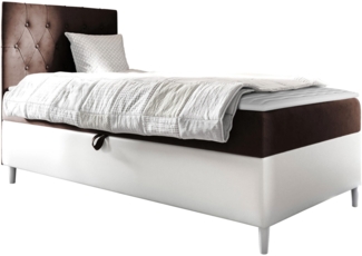 Boxspringbett 'Lenda Junior 1', braun, 90 x 200 cm, Links