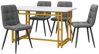 JOIVI Essgruppe Esstisch mit 4 Stühlen Set, Moderne Küche Esstisch Set, (Eisen Beintisch), Samt Esszimmerstühle