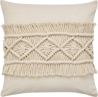 Macosa Home Dekokissen Makramee 45x45 cm Beige Baumwolle inkl. Füllung Sofakissen, Zierkissen Deko Couchkissen Baumwollkissen