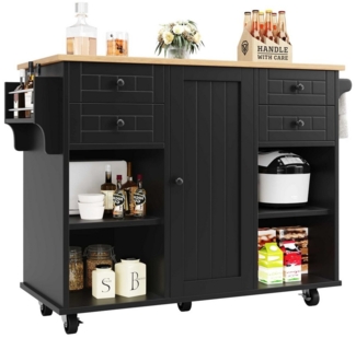 BBWL Kücheninsel Moderne Kücheninsel mit Holzmaserung 127×46×91,5 cm, (multifunktionaler Küchenschrank), mit Stauraum, herausnehmbaren Trennwänden und 360° drehbaren Rollen