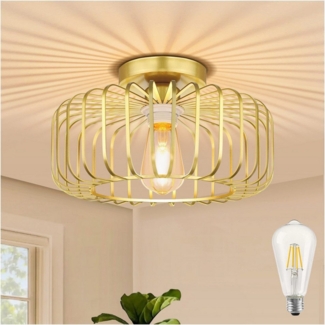 MUPOO Deckenleuchte Deckenleuchte,Moderne Deckenleuchten E27 Runde Deckenlampe, LED fest integriert, aus Metall in Gold