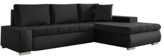 Mirjan24 'Orkan Mini' Ecksofa, mit Bettkasten und Schlaffunktion, Dunkelgrau, 85 x 185 x 265 cm