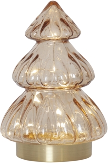 LED Tischleuchte ,Abete aus Glas, Tannenbaum, Batterie, beige, H 18cm