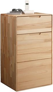 Hochkommode >KM-0663< 1 Tür, 1 Schub, 1 Boden, Kernbuche massiv geölt - 51x91x40cm (BxHxT)