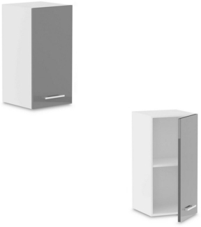 Roysson Home Hängeschrank 30 cm Küchenschrank mit Hochglänzenden hellgrauen Fronten