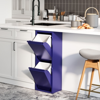 Mülltrennschrank Sollentuna Metall 2x14 L Nachtblau [en. casa]