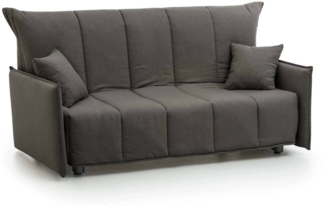 Dmora 2-Sitzer Schlafsofa Alaric, Sofa mit Trolley-Öffnung aus gepolstertem Stoff, Standard-Armlehnen, 100 % Made in Italy, 150 x 90 x 85 cm, Grau