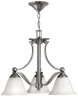 Kronleuchter, Hängelampe, Glas Stahl, Nickel, D 57,2 cm