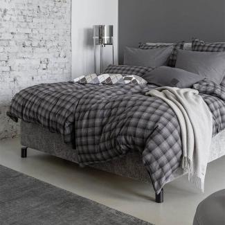 JOOP Flanell Bettwäsche Soft Checks anthracite|135x200 cm + 80x80 cmJOOP Flanell Bettwäsche Soft Checks anthracite