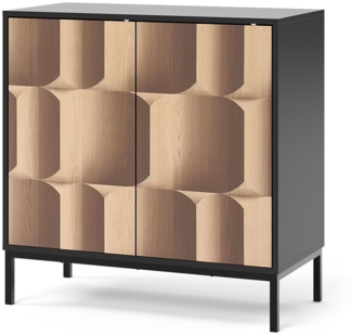 Vicco Sideboard Schwarz/Eiche 80x40 cm mit 2 Türen, Eliza