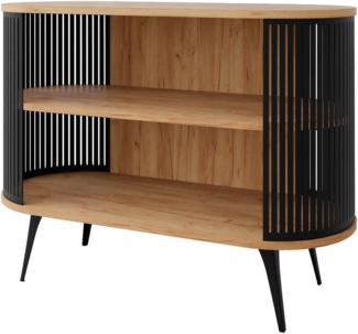 Kommode Rajkon (Farbe: Schwarz / Eiche Craft Gold)