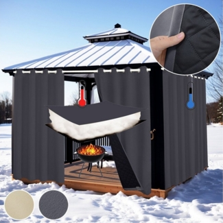 Sunicol Outdoorvorhang Outdoor Thermovorhang, Wasserdicht, Winter Wärm, Kälteschutz, Ösen (1 St), 100% Blickdicht Terrassenvorhang, für Garten Hof Balkon, UV Schutz
