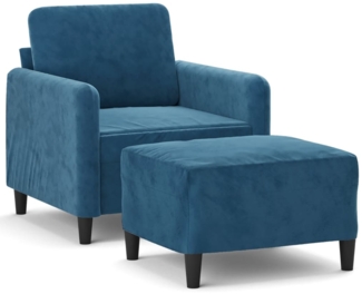 vidaXL Sessel mit Hocker Blau 60 cm Samt 3201173