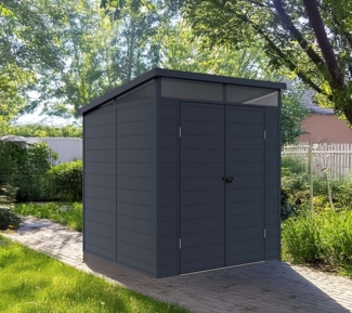 Westmann Kunststoff Gerätehaus Topia M | mit Pultdach | Anthrazit | 2x2 m