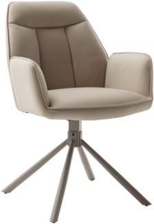 RAFAELA 4-Fuß Stuhl mit Armlehnen - 2er Set - Cappuccino / Taupe matt lackiert