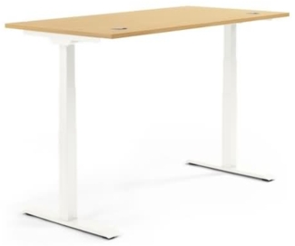 Soennecken Schreibtisch 1600x605-1255x800mm Platte Buche Gestell weiß