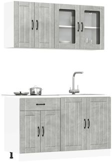 vidaXL 4-tlg. Küchenschrank-Set Lucca Betongrau Holzwerkstoff 3314865