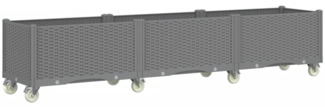 vidaXL Pflanzkasten mit Rollen Hellgrau 240x50x54 cm PP 367985