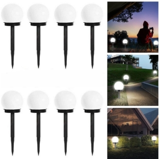 oyajia LED Solarleuchte 4/8 Stück LED Solarlampen Kugel Licht, Höhe 33cm, Ø 10cm Gartenleuchte, LED fest integriert, Solarmodul inkl Akku, Wasserdicht IP65 Wegen Garten Veranda Deko