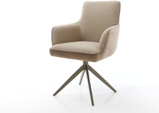 Drehstuhl Heira-Flex mit Armlehnen Materialmix Schlamm Kreuzgestell breit Effektfinish Titan 360° drehbar Wippfunktion Taschenfederkern