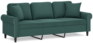 vidaXL 3-Sitzer-Sofa mit Zierkissen Dunkelgrün 180 cm Samt 3200957