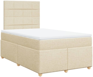 vidaXL Boxspringbett mit Matratze Creme 120x190 cm Stoff 3291224