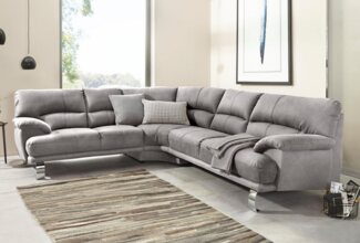 TRENDMANUFAKTUR Ecksofa Cecilia II, in italienischen Design, bequem, hoher Sitzkomfort, L-Form, extrabreite Armlehnen für noch mehr Sitzkomfort