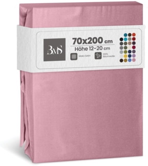 Bettwaesche-mit-Stil Mako-Satin Spannbettlaken rosa 70x200cm