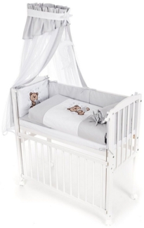 Babyhafen Beistellbett Babybett Komplettbett Teddybär & Schmetterlinge Stubenbett, Made in Europa, bestickt