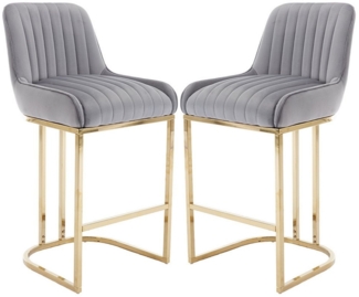 WAHSON OFFICE CHAIRS Barhocker Samt 2/4er Set Küchenhocker mit Lehne