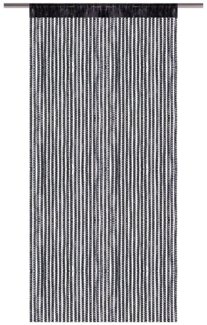 Fadenvorhang Lurex- Optik Fadengardine mit Stangendurchzug Türvorhang, attraktiv und modern, 300 x 250 cm in Schwarz