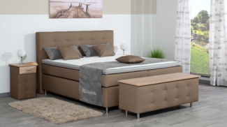 Meisterbetten Boxspringbett Lago 120x220 in KL-Nougat, Matratzenbezug Nano, Ergoflex-Topper